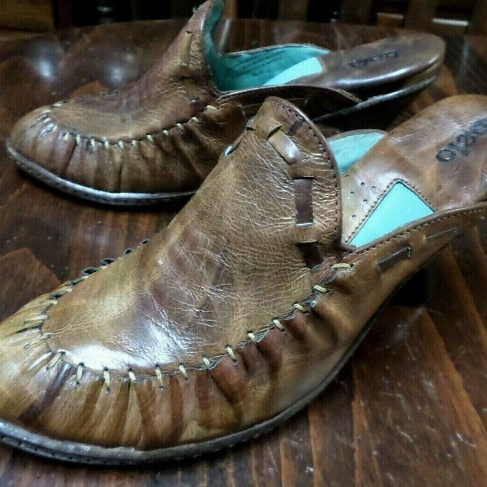 BOLO ALPENA BL6215 Brown Leather Designer COMFORT Heels Mules 6 EUR 36.5